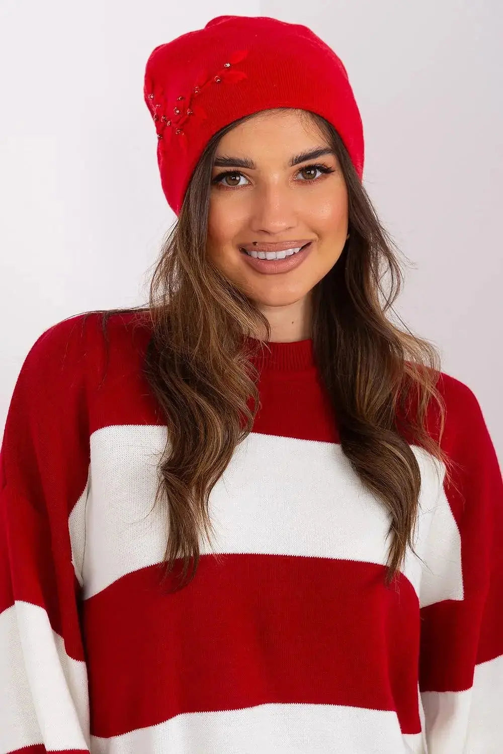 Women's Warm Winter Hat – Smooth Knit with Side Appliqué  Adomoo