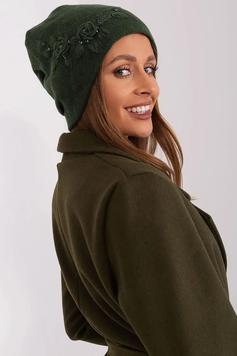 Women's Warm Winter Hat – Smooth Knit with Side Appliqué  Adomoo
