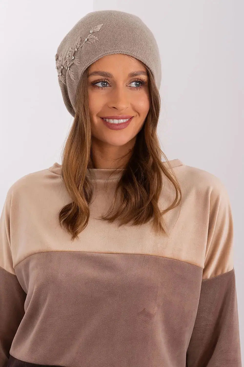 Women's Warm Winter Hat – Smooth Knit with Side Appliqué  Adomoo