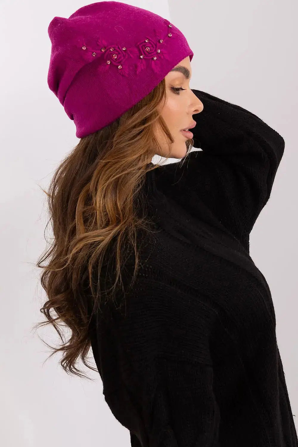 Women's Warm Winter Hat – Smooth Knit with Side Appliqué  Adomoo