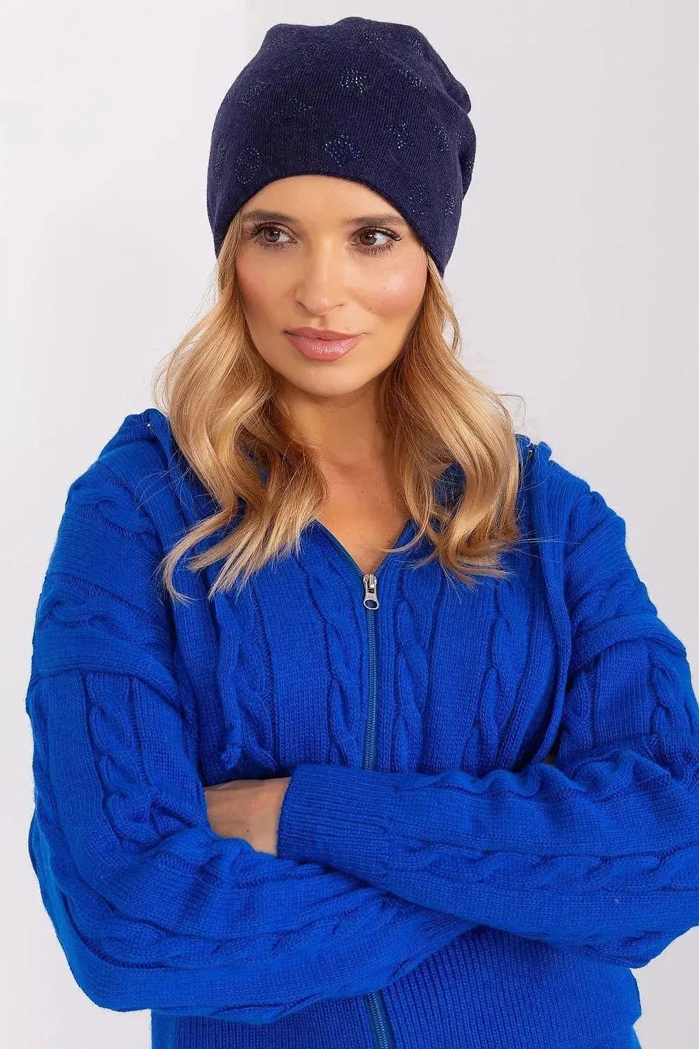 Women's Winter Beanie – Warm Cashmere Blend with Rhinestone Detail  Adomoo