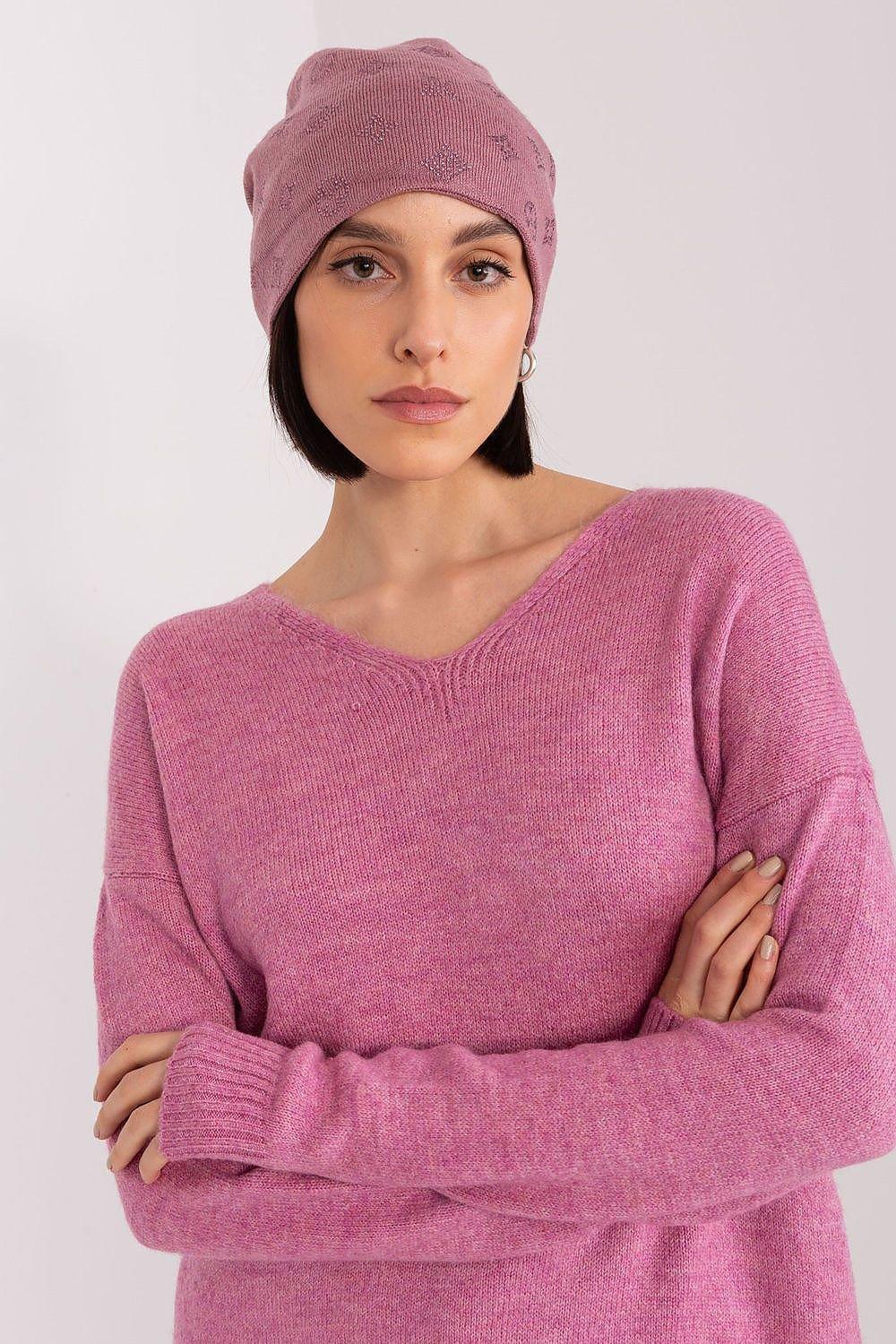 Women's Winter Beanie – Warm Cashmere Blend with Rhinestone Detail  Adomoo