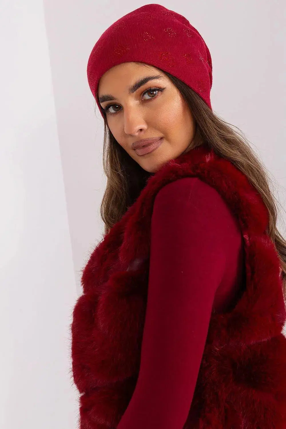 Women's Winter Beanie – Warm Cashmere Blend with Rhinestone Detail  Adomoo