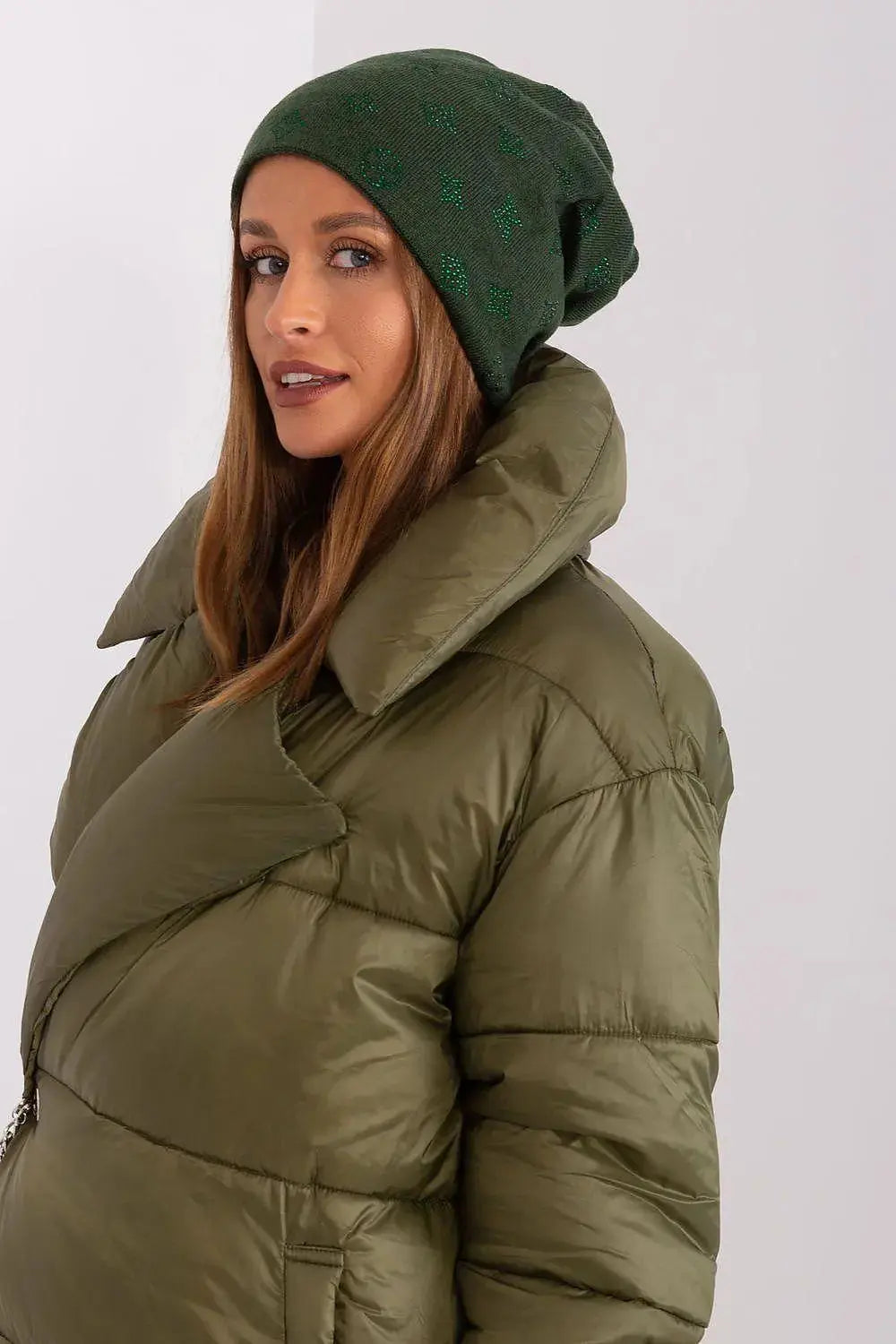 Women's Winter Beanie – Warm Cashmere Blend with Rhinestone Detail  Adomoo