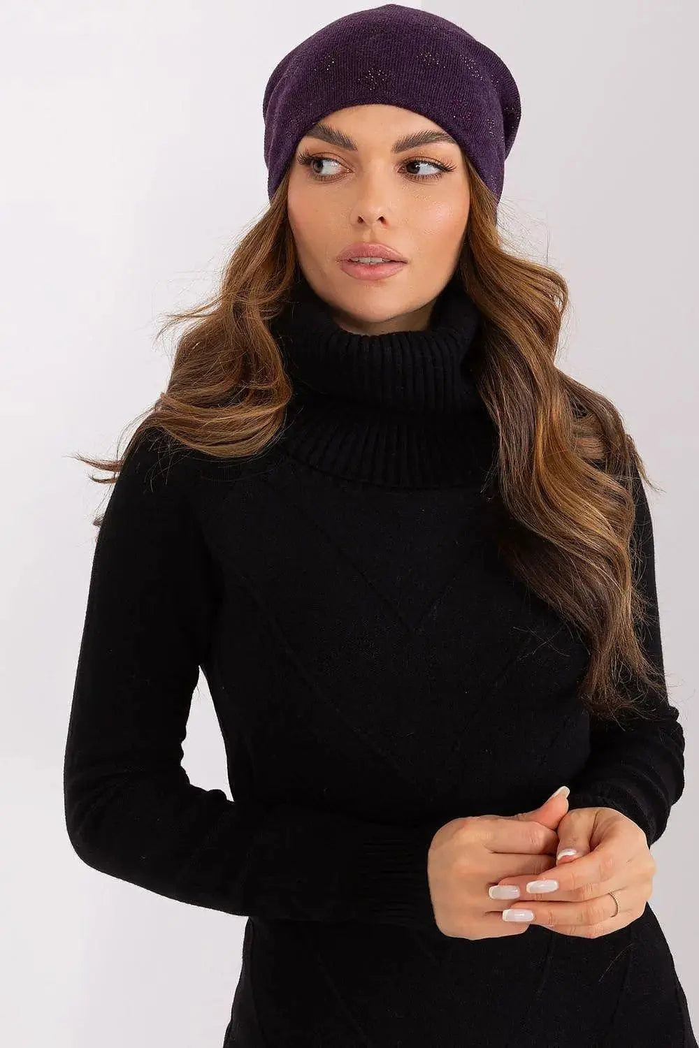 Women's Winter Beanie – Warm Cashmere Blend with Rhinestone Detail  Adomoo