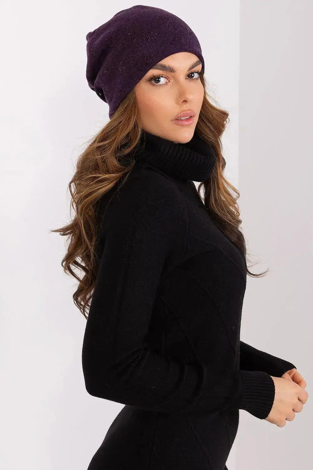Women's Winter Beanie – Warm Cashmere Blend with Rhinestone Detail  Adomoo