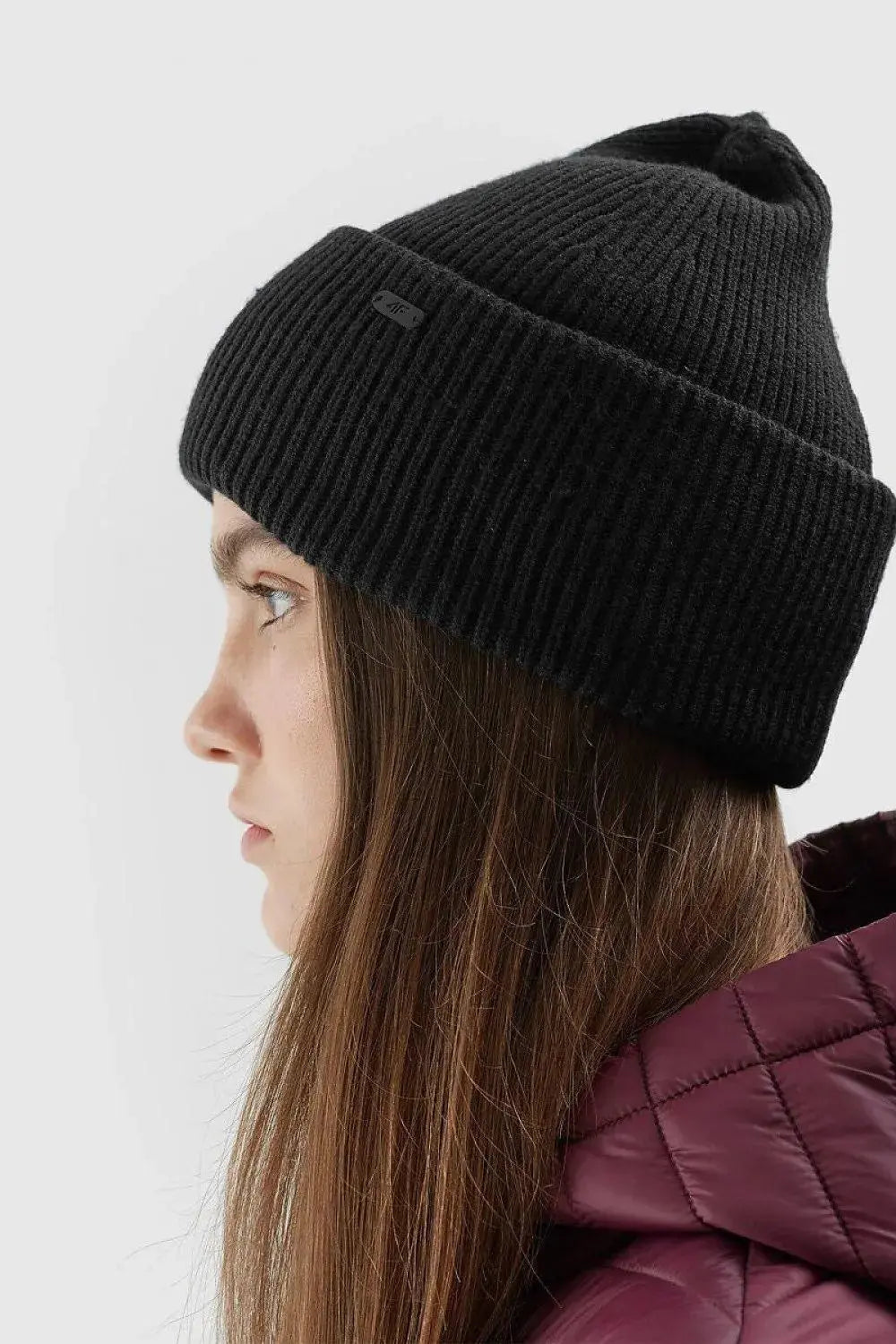Sustainable Women’s Beanie by 4F – Single-Layer with Wide Turn-Up  Adomoo