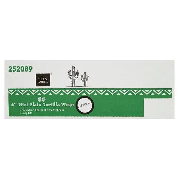 Chef's Larder 80 6" Mini Plain Tortilla Wraps  Adomoo