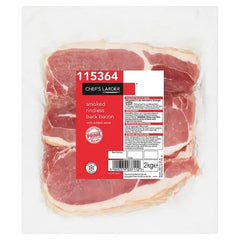 Chef's Larder Smoked Rindless Back Bacon with Added Water 2kg  Adomoo