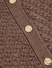 Cotton Blend Textured Button Front Cropped Cardigan  Adomoo