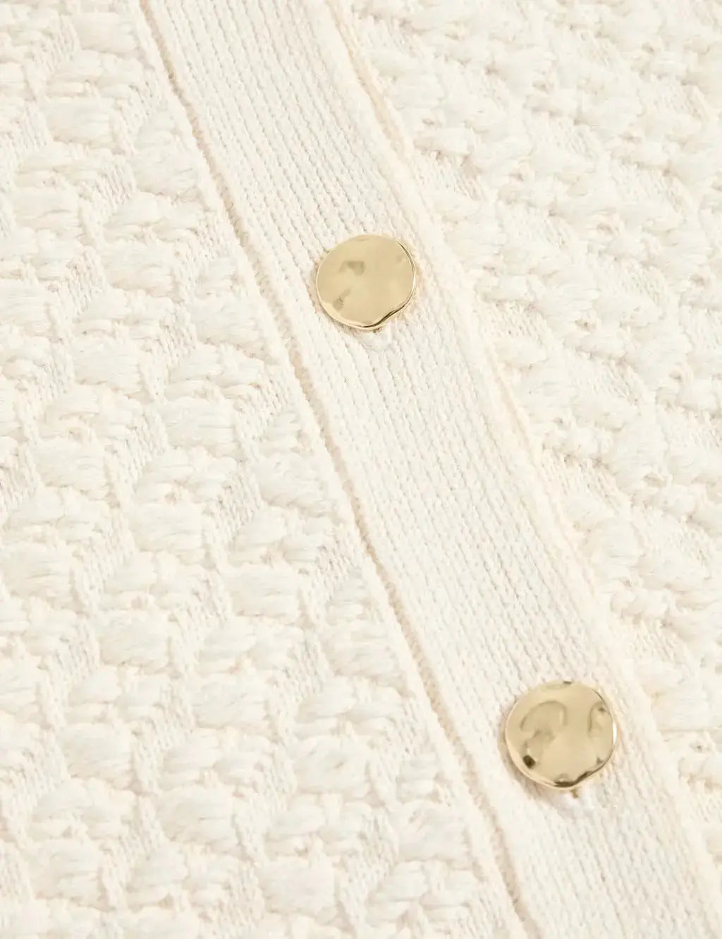 Cotton Blend Textured Button Front Cropped Cardigan  Adomoo