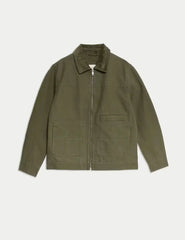Cotton Rich Canvas Harrington Jacket  Adomoo