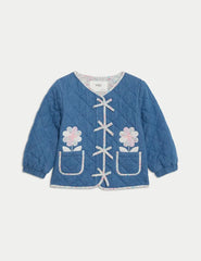 M&S Cotton Rich Denim Quilted Jacket (0-3 Yrs)  Adomoo