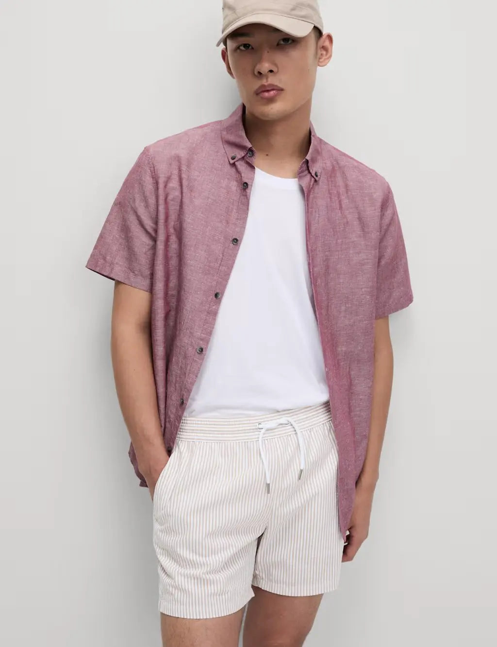 M&S Cotton Rich Seersucker Striped Swim Shorts  Adomoo