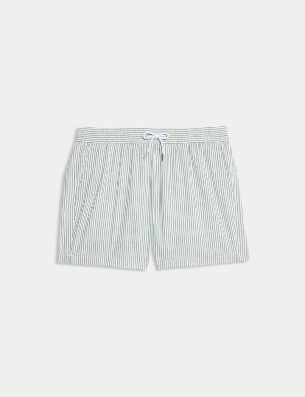 M&S Cotton Rich Seersucker Striped Swim Shorts  Adomoo