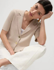 Cotton Rich Textured Knitted Blazer  Adomoo