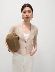 Cotton Rich Textured Knitted Blazer  Adomoo