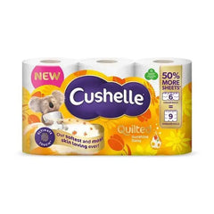 Cushelle Quilted Daisy Toilet Roll 6 Rolls 50% More Sheets (Case of 4)  Adomoo