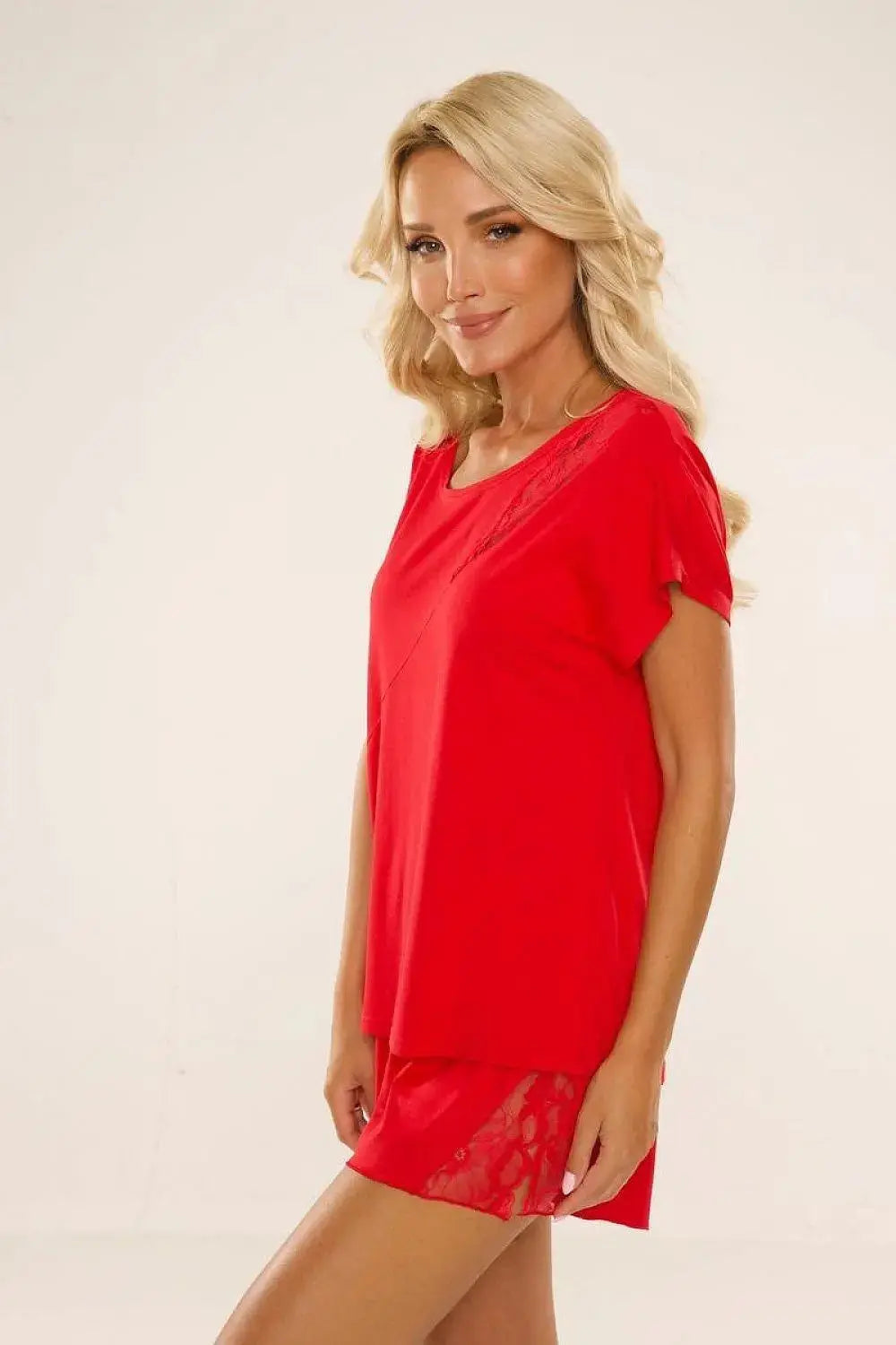 De Lafense loose-fitting t-shirt and shorts womens pajamas  Adomoo