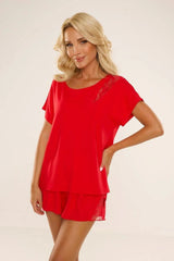 De Lafense loose-fitting t-shirt and shorts womens pajamas  Adomoo
