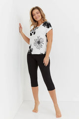 De Lafense patterned t-shirt and smooth pants womens pajamas  Adomoo