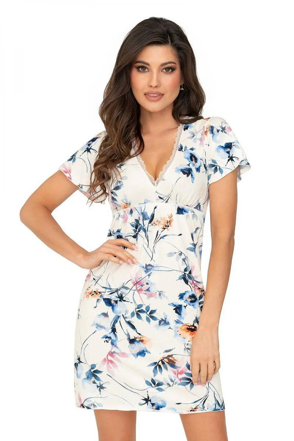 Donna floral pattern viscose decorated nightgown  Adomoo