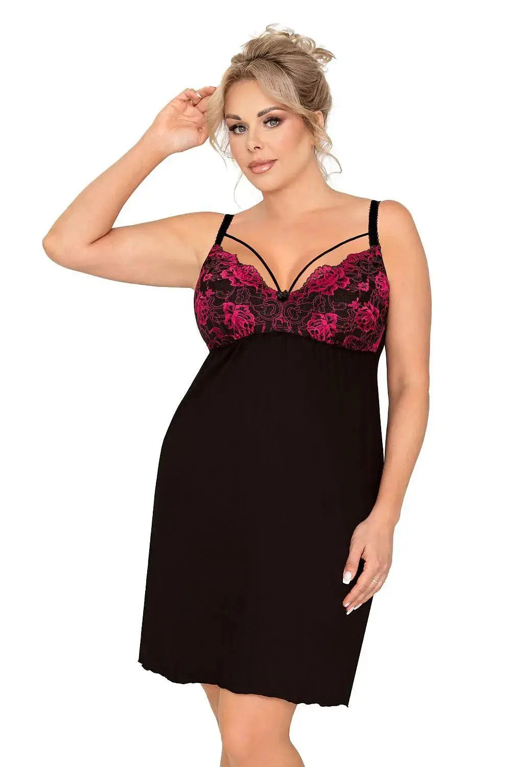 Donna fuchsia-colored roses nightgown  Adomoo