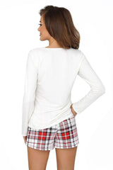 Donna red shirt with checkered pants womens pajamas  Adomoo