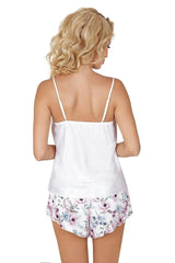 Donna shiny satin shorts and shirt womens pajamas  Adomoo