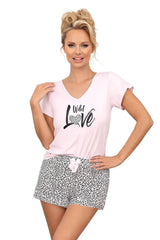 Donna short-sleeved shirt and pant womens pajamas  Adomoo