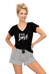 Donna short-sleeved shirt and pant womens pajamas  Adomoo