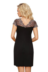 Donna smooth viscose black transparent nightgown  Adomoo