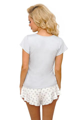 Donna soft gray shirt and gray peas shorts womens pajamas  Adomoo