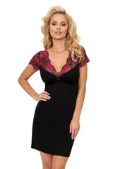 Donna velvety black viscose nightgown  Adomoo