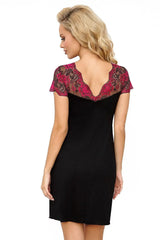 Donna velvety black viscose nightgown  Adomoo