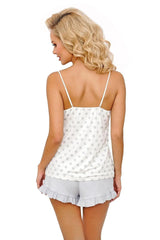 Donna white shirt and light gray shorts womens pajamas  Adomoo