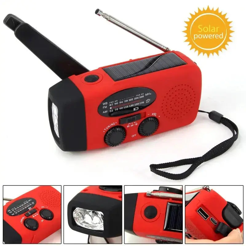 Emergency Hand Crank Radio with LED Flashlight  Adomoo