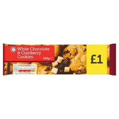 Euro Shopper White Chocolate and Cranberry Cookies 150g (Case of 11)  Adomoo