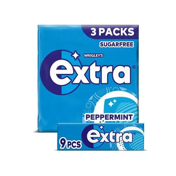 Extra Peppermint Sugarfree Chewing Gum Multipack 3x9 Pieces (Case of 60)  Adomoo