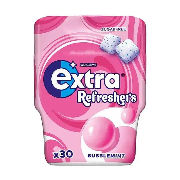 Extra Refreshers Bubblemint Sugar Free Chewing Gum Bottle 30 Pieces (Case of 6)  Adomoo
