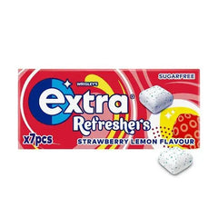 Extra Refreshers Strawberry Lemon Sugarfree Chewing Gum Handy Box 7 Pieces (Case of 16)  Adomoo