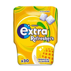 Extra Refreshers Tropical Flavour Sugarfree Chewing Gum Bottle 30 Pieces (Case of 6)  Adomoo