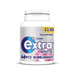 Extra White Bubblemint Sugarfree Chewing Gum Bottle 46 Pieces (Case of 6)  Adomoo