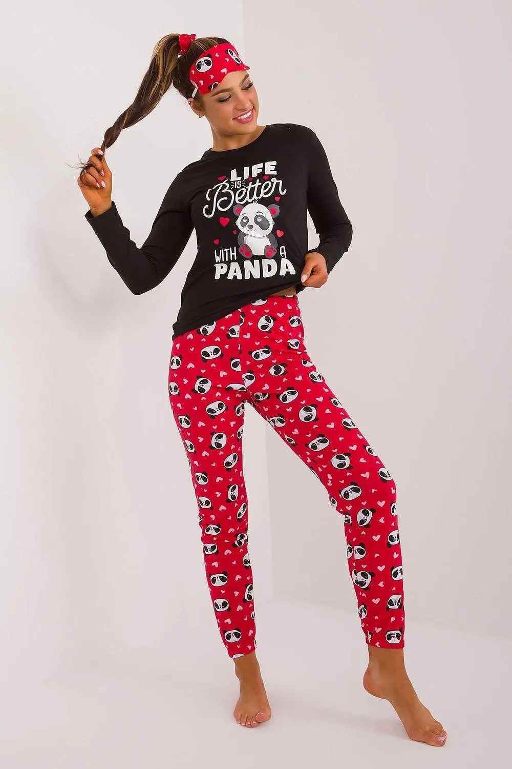 Factory Price blouse, pants, blindfold and hair elastic womens pajamas  Adomoo
