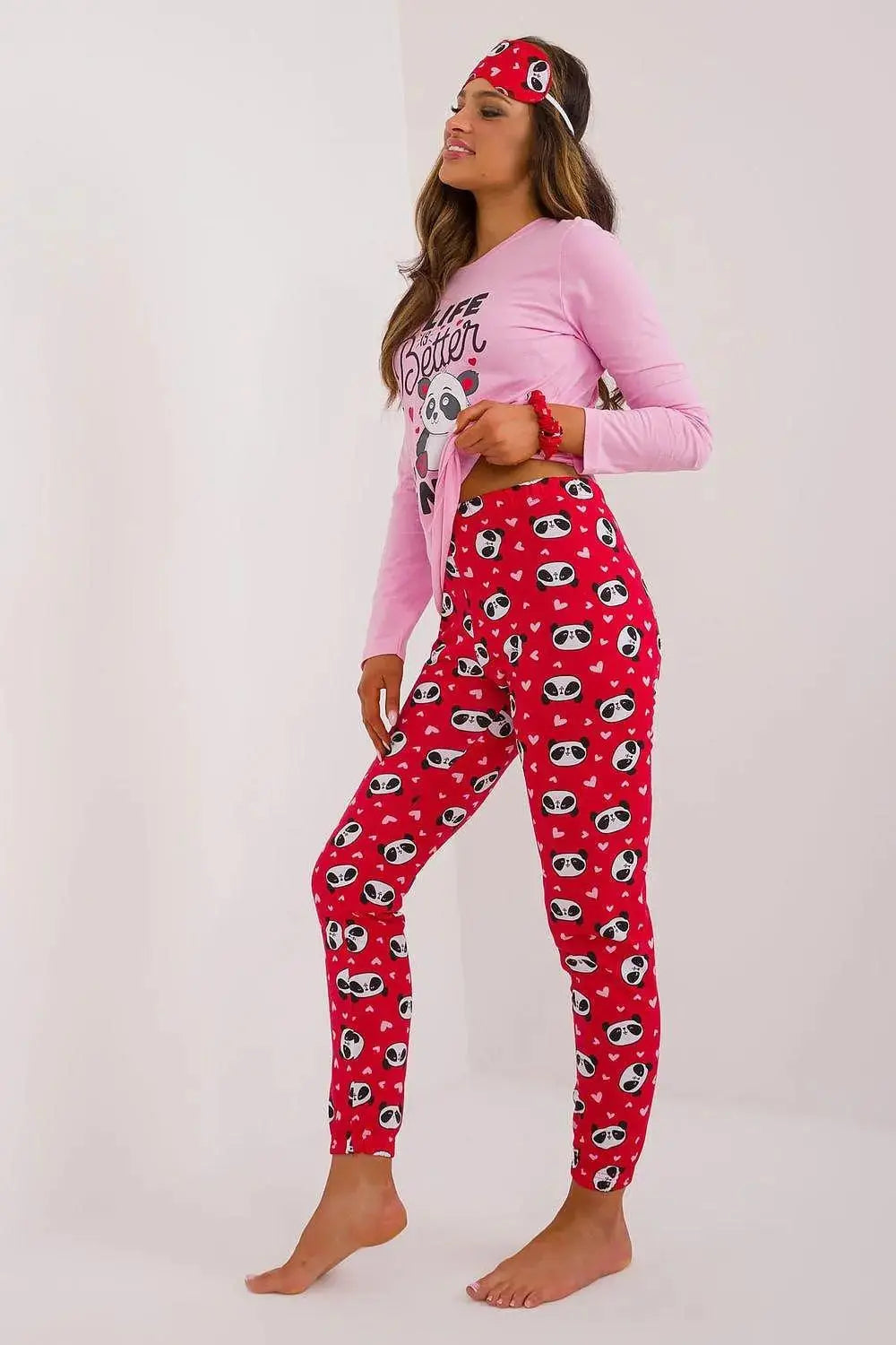 Factory Price blouse, pants, blindfold and hair elastic womens pajamas  Adomoo