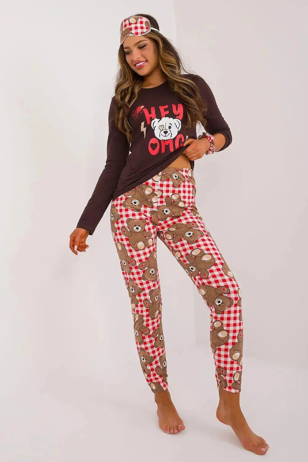 Factory Price blouse, pants, blindfold and hair elastic womens pajamas  Adomoo