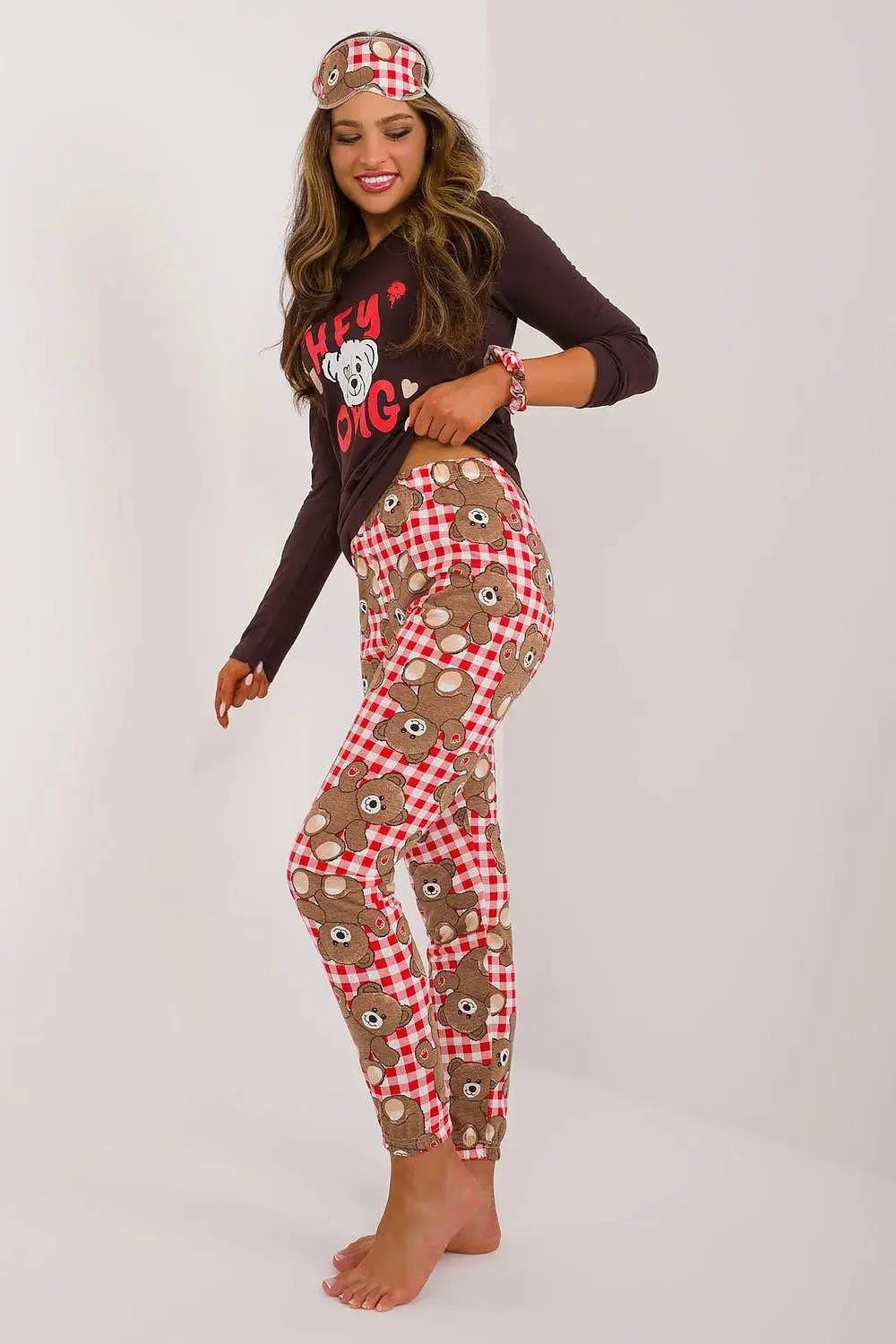 Factory Price blouse, pants, blindfold and hair elastic womens pajamas  Adomoo