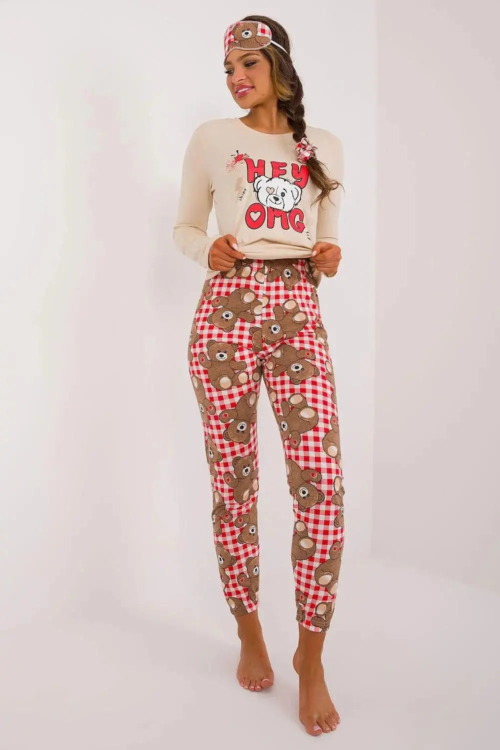 Factory Price blouse, pants, blindfold and hair elastic womens pajamas  Adomoo