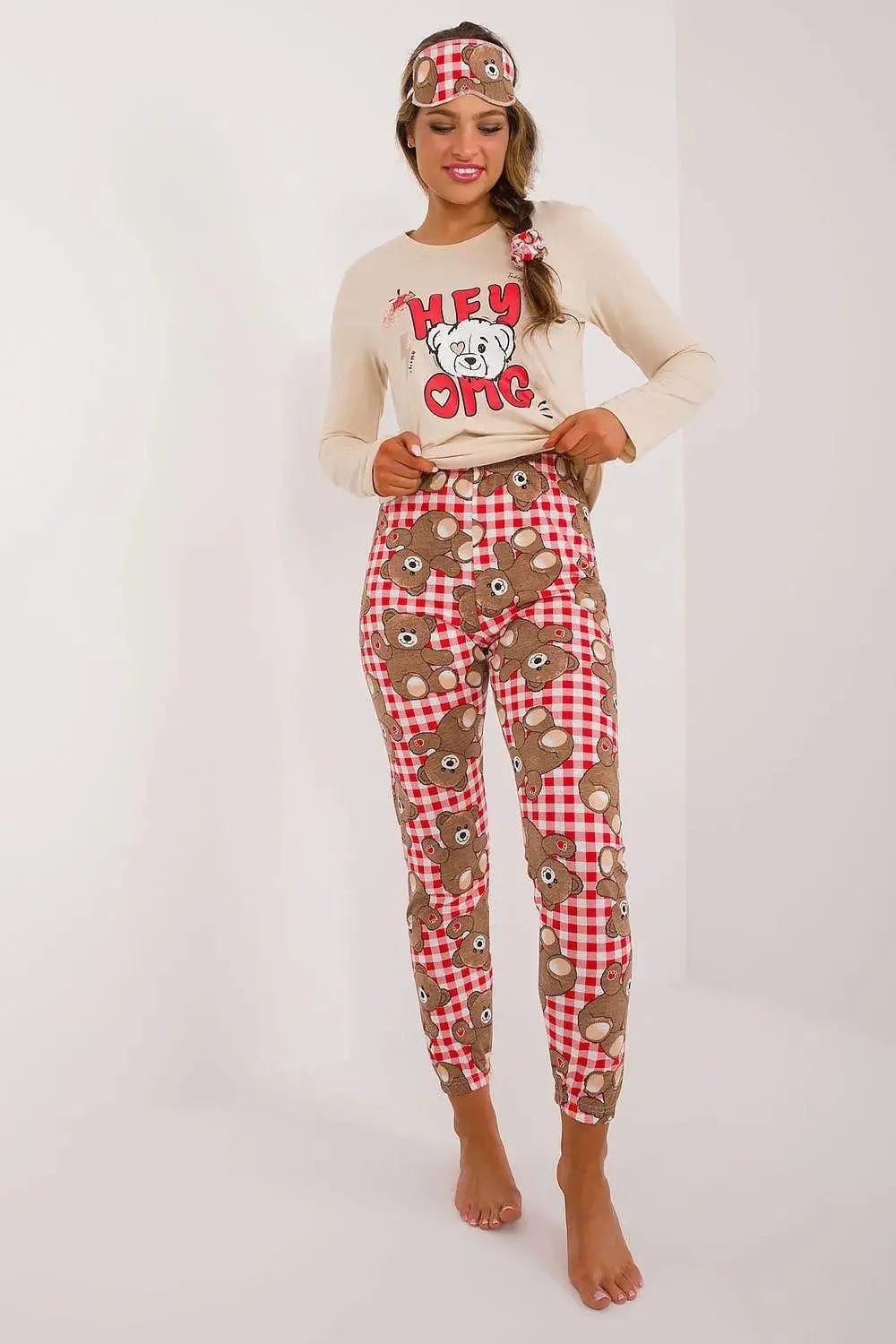 Factory Price blouse, pants, blindfold and hair elastic womens pajamas  Adomoo