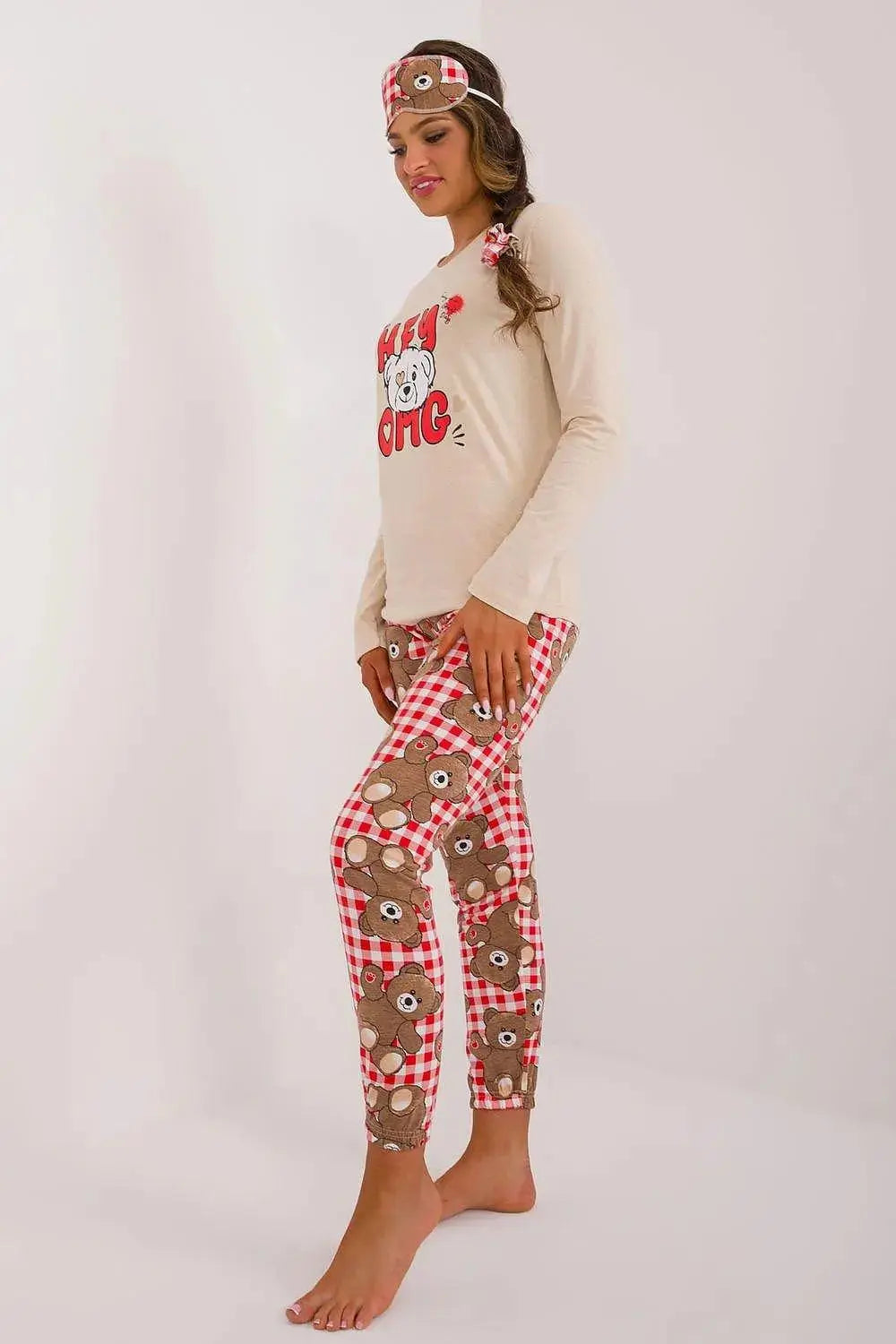 Factory Price blouse, pants, blindfold and hair elastic womens pajamas  Adomoo